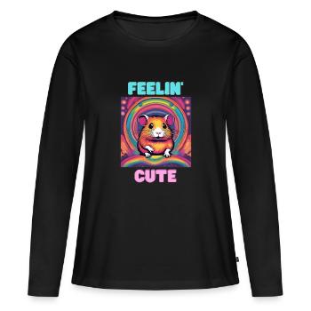Se sentir mignon - T-shirt manches longues Premium bio Femme - noir - Devant - Julia (174cm)