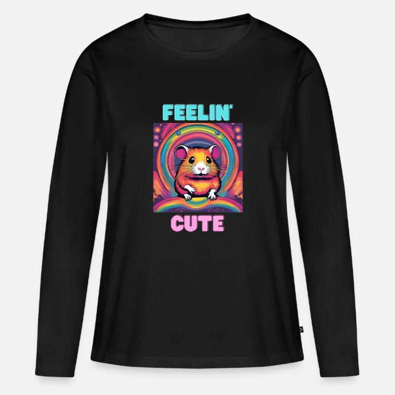 Feeling Cute - Frauen Premium Bio Langarmshirt - Schwarz