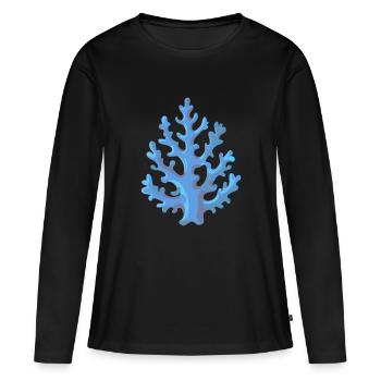 Corail en bleu - T-shirt manches longues Premium bio Femme - noir - Devant - Julia (174cm)