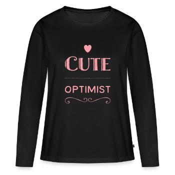 Cadeau pour le baptême - T-shirt manches longues Premium bio Femme - noir - Devant - Julia (174cm)