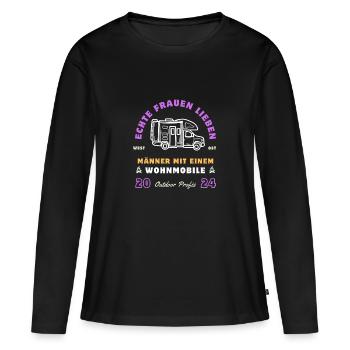 Echte Frauen lieben Männer mit einem Wohnmobile! - Frauen Premium Bio Langarmshirt - Schwarz - Vorne - Julia (174cm)