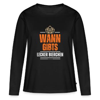 Quand y a-t-il une bière délicieuse ? - T-shirt manches longues Premium bio Femme - noir - Devant - Julia (174cm)