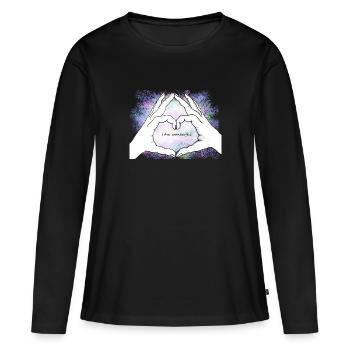Hands form a heart. I am wonderful - Women's Premium Organic Long Sleeve Shirt - black - Front - Julia (174cm)