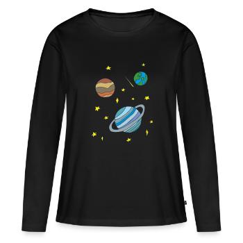 galaxy - Frauen Premium Bio Langarmshirt - Schwarz - Vorne - Julia (174cm)