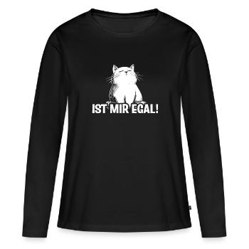 Ist mir egal Katze - Frauen Premium Bio Langarmshirt - Schwarz - Vorne - Julia (174cm)