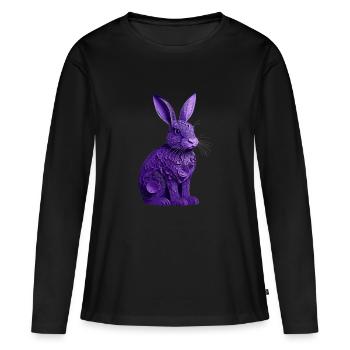 Lapin violet - T-shirt manches longues Premium bio Femme - noir - Devant - Julia (174cm)