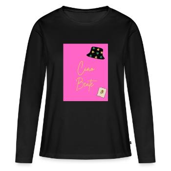 CIAO BEATE - T-shirt manches longues Premium bio Femme - noir - Devant - Julia (174cm)