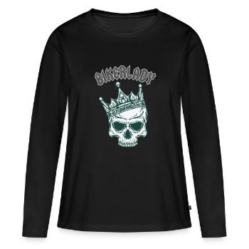 Motarde - T-shirt manches longues Premium bio Femme - noir - Devant - Julia (174cm)