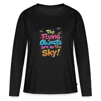 flying objects in the sky - Women's Premium Organic Long Sleeve Shirt - black - Front - Julia (174cm)