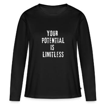 Votre potentiel est illimité - T-shirt manches longues Premium bio Femme - noir - Devant - Julia (174cm)