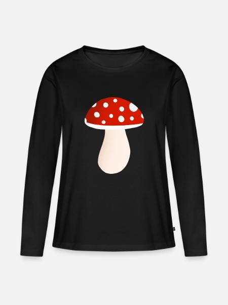 Fliegenpilz - Frauen Premium Bio Langarmshirt - Schwarz
