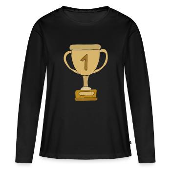 First place in the cup - Women's Premium Organic Long Sleeve Shirt - black - Front - Julia (174cm)