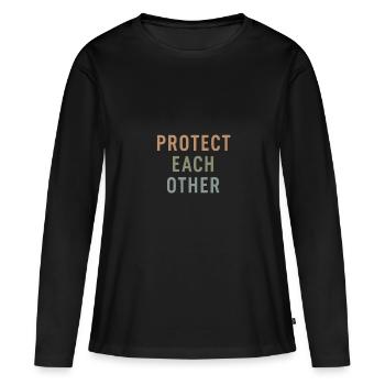 se protéger mutuellement Cadeau - T-shirt manches longues Premium bio Femme - noir - Devant - Julia (174cm)
