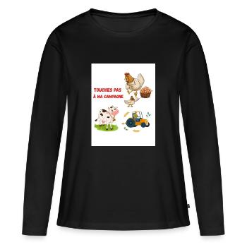 Touches pas ma campagne - T-shirt manches longues Premium bio Femme - noir - Devant - Julia (174cm)