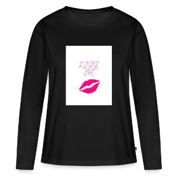 Kiss M e - T-shirt manches longues Premium bio Femme - noir - Devant - Julia (174cm)