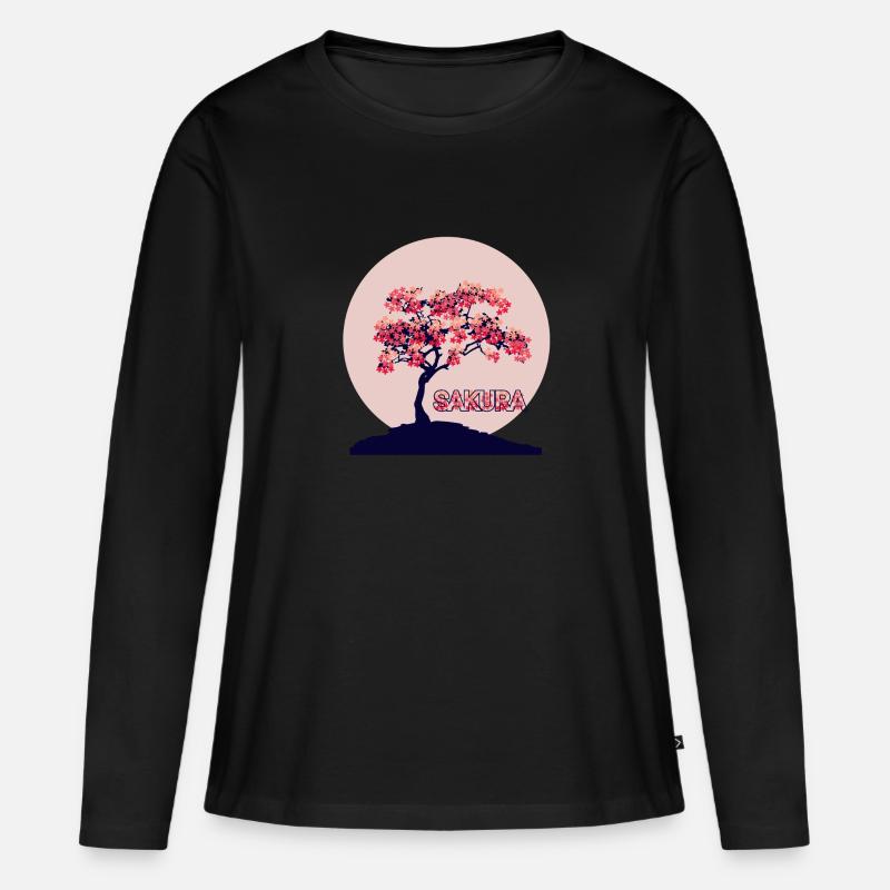 CR - Sakura - Frauen Premium Bio Langarmshirt - Schwarz