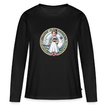 Princesse Manip Radio Radiologue Femme Radiologie - T-shirt manches longues Premium bio Femme - noir - Devant - Julia (174cm)