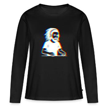 EDM - DJ - Glitch Rave Style - T-shirt manches longues Premium bio Femme - noir - Devant - Julia (174cm)