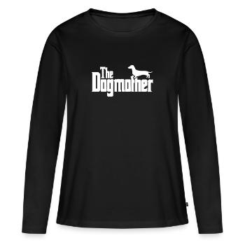 The Dogmother : Teckel / Chien de toit (Lumineux) - T-shirt manches longues Premium bio Femme - noir - Devant - Julia (174cm)