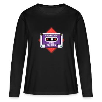 Volume 1976 Édition avril - T-shirt manches longues Premium bio Femme - noir - Devant - Julia (174cm)