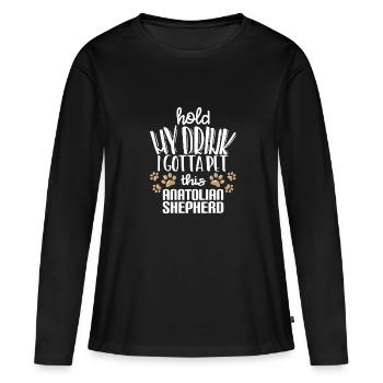 Cadeau de caresse de chien de berger anatolien - T-shirt manches longues Premium bio Femme - noir - Devant - Julia (174cm)