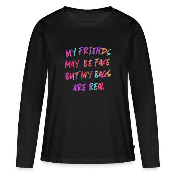 My Bags are real - Frauen Premium Bio Langarmshirt - Schwarz - Vorne - Julia (174cm)