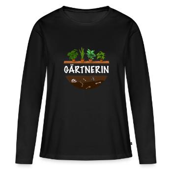 Gärtnerin Topfpflanzen für die Gartenarbeit - Frauen Premium Bio Langarmshirt - Schwarz - Vorne - Julia (174cm)