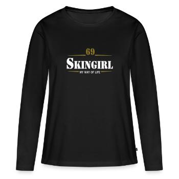 Working Class Skingirl Oi! Antiracist Bootgirl My - T-shirt manches longues Premium bio Femme - noir - Devant - Julia (174cm)