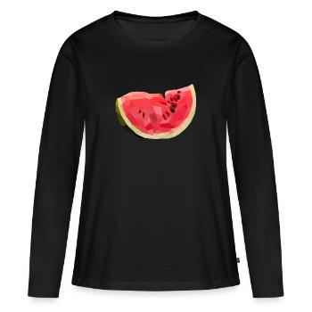 Melone Melon im Polygon Stil - Frauen Premium Bio Langarmshirt - Schwarz - Vorne - Julia (174cm)