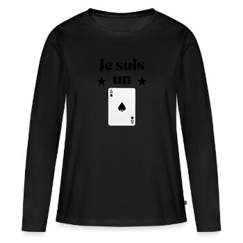 Je suis un as - T-shirt manches longues Premium bio Femme - noir - Devant - Julia (174cm)