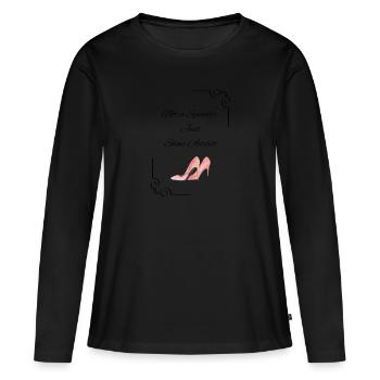 Shoes addict - T-shirt manches longues Premium bio Femme - noir - Devant - Julia (174cm)