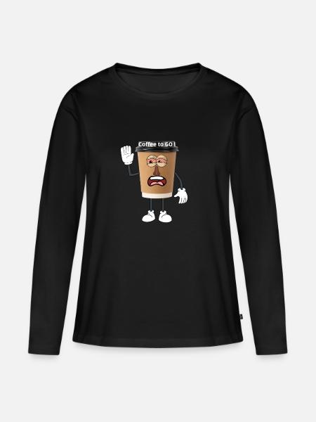 coffee to go - Frauen Premium Bio Langarmshirt - Schwarz