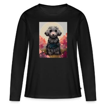 Schnoodle Chien Doux - T-shirt manches longues Premium bio Femme - noir - Devant - Julia (174cm)