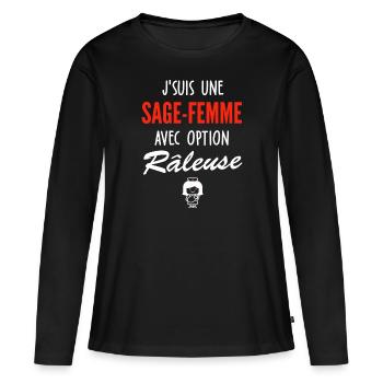 je suis une sage-femme - T-shirt manches longues Premium bio Femme - noir - Devant - Julia (174cm)