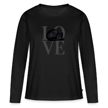 Cat Love - noir/gris - T-shirt manches longues Premium bio Femme - noir - Devant - Julia (174cm)