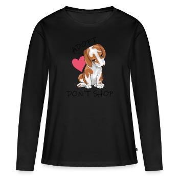 Mignon beagle. Adopter - T-shirt manches longues Premium bio Femme - noir - Devant - Julia (174cm)