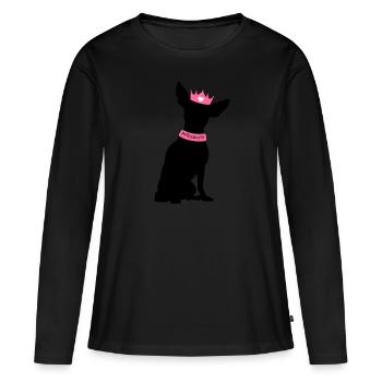 Chihuahua Prinzessin mit Krönchen - Frauen Premium Bio Langarmshirt - Schwarz - Vorne - Julia (174cm)