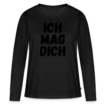 Ich mag dich - Frauen Premium Bio Langarmshirt - Schwarz - Vorne - Julia (174cm)