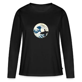 Perfect Wave - Frauen Premium Bio Langarmshirt - Schwarz - Vorne - Julia (174cm)