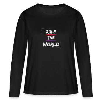 Regiere die Welt - Frauen Premium Bio Langarmshirt - Schwarz - Vorne - Julia (174cm)
