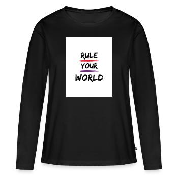 Regiere deine Welt - Frauen Premium Bio Langarmshirt - Schwarz - Vorne - Julia (174cm)