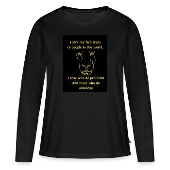 Faire des solutions - T-shirt manches longues Premium bio Femme - noir - Devant - Julia (174cm)