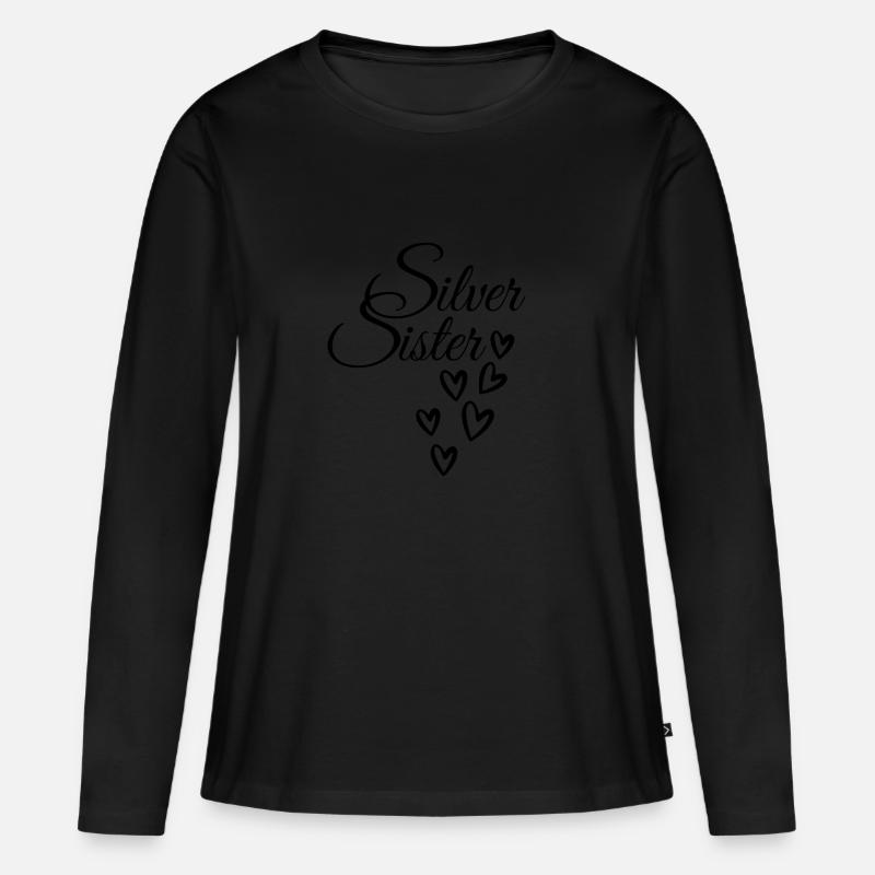 SilverSister 7 - Frauen Premium Bio Langarmshirt - Schwarz