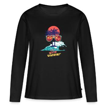 Heure d’été I - T-shirt manches longues Premium bio Femme - noir - Devant - Julia (174cm)