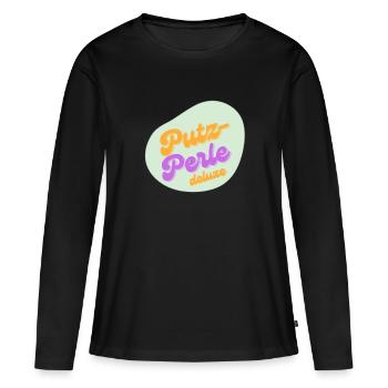 Putzperle Deluxe - Frauen Premium Bio Langarmshirt - Schwarz - Vorne - Julia (174cm)