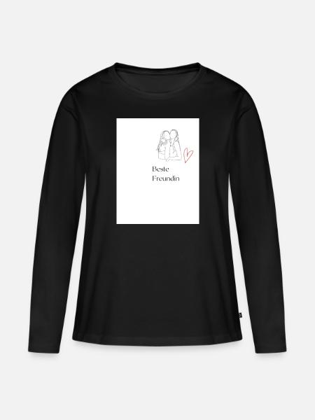Beste Freundin - Frauen Premium Bio Langarmshirt - Schwarz