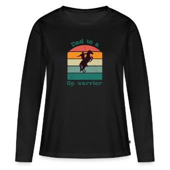 Papa d’un guerrier Cp - T-shirt manches longues Premium bio Femme - noir - Devant - Julia (174cm)