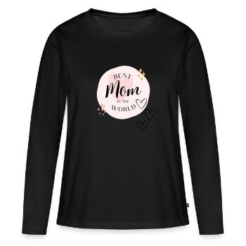 Best mom in the world - Frauen Premium Bio Langarmshirt - Schwarz - Vorne - Julia (174cm)