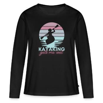 Le kayak me mouille - T-shirt manches longues Premium bio Femme - noir - Devant - Julia (174cm)