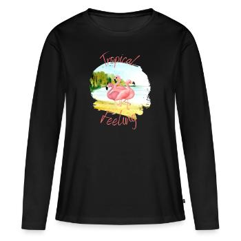 Sensation tropicale - T-shirt manches longues Premium bio Femme - noir - Devant - Julia (174cm)